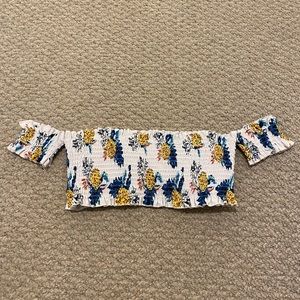 off the shoulder ruffled bikini top